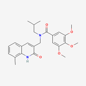 molecular formula C25H30N2O5 B7691124 N-((2-hydroxy-8-methylquinolin-3-yl)methyl)-N-isobutyl-3,4,5-trimethoxybenzamide 