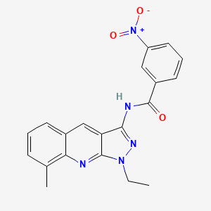 molecular formula C20H17N5O3 B7691131 N-(1-ethyl-8-methyl-1H-pyrazolo[3,4-b]quinolin-3-yl)-3-nitrobenzamide 