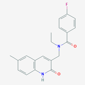 molecular formula C20H19FN2O2 B7691138 N-ethyl-4-fluoro-N-((2-hydroxy-6-methylquinolin-3-yl)methyl)benzamide 