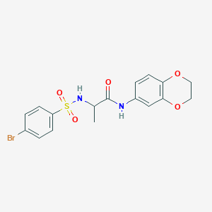 molecular formula C17H17BrN2O5S B7691145 2-(4-bromophenylsulfonamido)-N-(2,3-dihydrobenzo[b][1,4]dioxin-6-yl)propanamide 