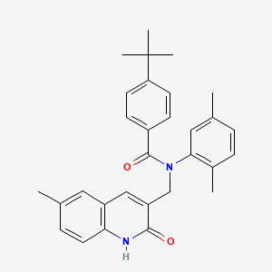 molecular formula C30H32N2O2 B7691180 4-(tert-butyl)-N-(2,5-dimethylphenyl)-N-((2-hydroxy-6-methylquinolin-3-yl)methyl)benzamide 