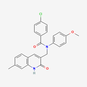 molecular formula C25H21ClN2O3 B7691185 4-chloro-N-((2-hydroxy-7-methylquinolin-3-yl)methyl)-N-(4-methoxyphenyl)benzamide 
