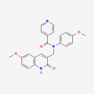 molecular formula C24H21N3O4 B7691211 N-((2-hydroxy-6-methoxyquinolin-3-yl)methyl)-N-(4-methoxyphenyl)isonicotinamide 