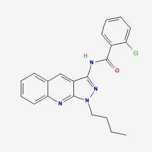 molecular formula C21H19ClN4O B7691242 N-(1-butyl-1H-pyrazolo[3,4-b]quinolin-3-yl)-2-chlorobenzamide 