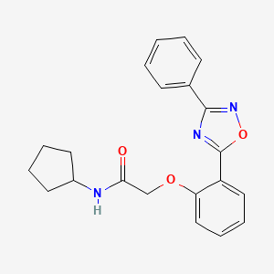 molecular formula C21H21N3O3 B7691250 N-cyclopentyl-2-(2-(3-phenyl-1,2,4-oxadiazol-5-yl)phenoxy)acetamide 