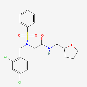 molecular formula C20H22Cl2N2O4S B7691270 2-(N-(2,4-dichlorobenzyl)phenylsulfonamido)-N-((tetrahydrofuran-2-yl)methyl)acetamide 