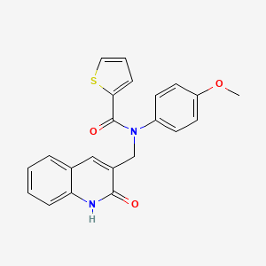 molecular formula C22H18N2O3S B7691288 N-((2-hydroxyquinolin-3-yl)methyl)-N-(4-methoxyphenyl)thiophene-2-carboxamide 