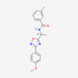molecular formula C19H19N3O3 B7691317 N-(1-(3-(4-methoxyphenyl)-1,2,4-oxadiazol-5-yl)ethyl)-3-methylbenzamide 