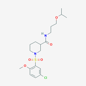molecular formula C19H29ClN2O5S B7691354 1-((5-chloro-2-methoxyphenyl)sulfonyl)-N-(3-isopropoxypropyl)piperidine-3-carboxamide 