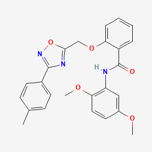 molecular formula C25H23N3O5 B7691369 N-(2,5-dimethoxyphenyl)-2-((3-(p-tolyl)-1,2,4-oxadiazol-5-yl)methoxy)benzamide 