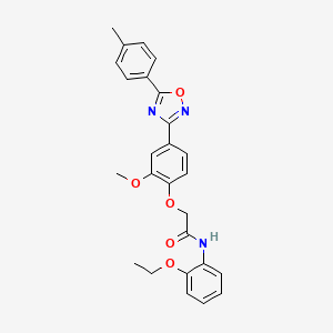 molecular formula C26H25N3O5 B7691381 N-(2-ethoxyphenyl)-2-(2-methoxy-4-(5-(p-tolyl)-1,2,4-oxadiazol-3-yl)phenoxy)acetamide 