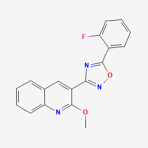 molecular formula C18H12FN3O2 B7691416 5-(2-fluorophenyl)-3-(2-methoxyquinolin-3-yl)-1,2,4-oxadiazole 