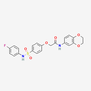 molecular formula C22H19FN2O6S B7691419 N-(2,3-dihydrobenzo[b][1,4]dioxin-6-yl)-2-(4-(N-(4-fluorophenyl)sulfamoyl)phenoxy)acetamide 