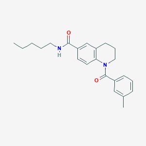 molecular formula C23H28N2O2 B7691424 N-[2-(cyclohex-1-en-1-yl)ethyl]-1-(3-methylbenzoyl)-1,2,3,4-tetrahydroquinoline-6-carboxamide 