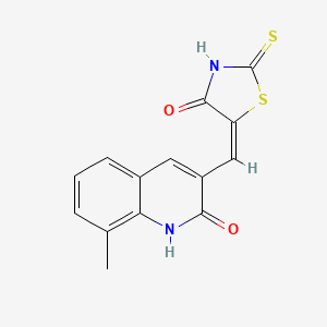 (E)-5-((2-hydroxy-8-methylquinolin-3-yl)methylene)-2-thioxothiazolidin-4-one