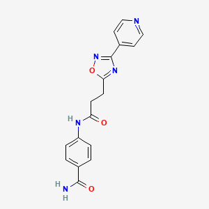 molecular formula C17H15N5O3 B7691465 4-(3-(3-(pyridin-4-yl)-1,2,4-oxadiazol-5-yl)propanamido)benzamide 