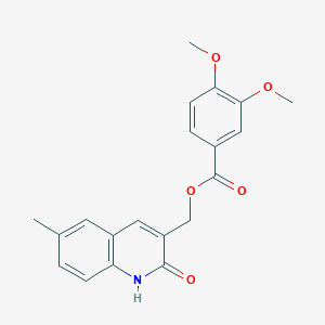 molecular formula C20H19NO5 B7691485 (2-hydroxy-6-methylquinolin-3-yl)methyl 3,4-dimethoxybenzoate 