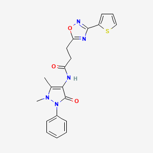 N-(1,5-dimethyl-3-oxo-2-phenyl-2,3-dihydro-1H-pyrazol-4-yl)-3-(3-(thiophen-2-yl)-1,2,4-oxadiazol-5-yl)propanamide