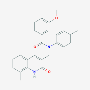 molecular formula C27H26N2O3 B7691526 N-(2,4-dimethylphenyl)-N-((2-hydroxy-8-methylquinolin-3-yl)methyl)-3-methoxybenzamide 