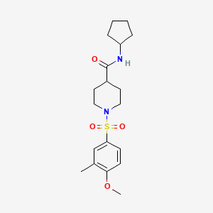 molecular formula C19H28N2O4S B7691538 1-(4-methoxy-3-methylbenzenesulfonyl)-N-(2-methyl-5-nitrophenyl)piperidine-4-carboxamide 