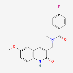 molecular formula C19H17FN2O3 B7691566 4-fluoro-N-((2-hydroxy-6-methoxyquinolin-3-yl)methyl)-N-methylbenzamide 