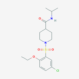 molecular formula C17H25ClN2O4S B7691596 N-[(2H-1,3-benzodioxol-5-yl)methyl]-1-(5-chloro-2-ethoxybenzenesulfonyl)piperidine-4-carboxamide 
