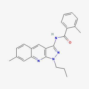 molecular formula C22H22N4O B7691629 2-methyl-N-(7-methyl-1-propyl-1H-pyrazolo[3,4-b]quinolin-3-yl)benzamide 