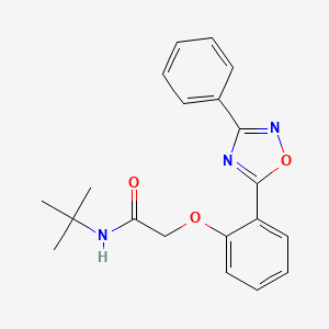 molecular formula C20H21N3O3 B7691637 N-(tert-butyl)-2-(2-(3-phenyl-1,2,4-oxadiazol-5-yl)phenoxy)acetamide 