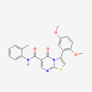 molecular formula C22H19N3O4S B7691655 N-[2-(cyclohex-1-en-1-yl)ethyl]-5-oxo-3-phenyl-5H-[1,3]thiazolo[3,2-a]pyrimidine-6-carboxamide 
