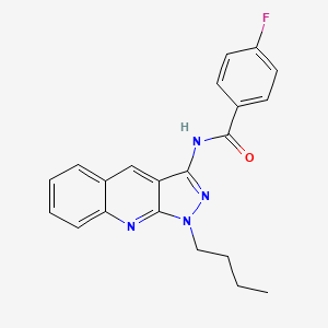 molecular formula C21H19FN4O B7691682 N-(1-butyl-1H-pyrazolo[3,4-b]quinolin-3-yl)-4-fluorobenzamide 