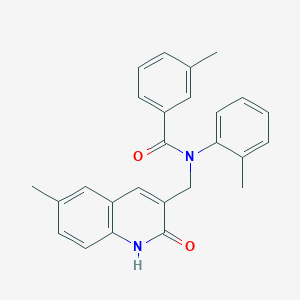 molecular formula C26H24N2O2 B7691736 N-((2-hydroxy-6-methylquinolin-3-yl)methyl)-3-methyl-N-(o-tolyl)benzamide 