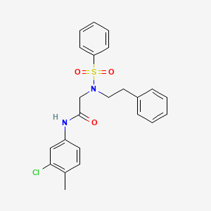 molecular formula C23H23ClN2O3S B7691761 2-[N-(2-phenylethyl)benzenesulfonamido]-N-[(pyridin-3-yl)methyl]acetamide 