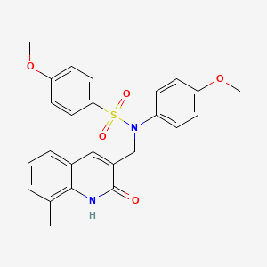 molecular formula C25H24N2O5S B7691771 N-((2-hydroxy-8-methylquinolin-3-yl)methyl)-4-methoxy-N-(4-methoxyphenyl)benzenesulfonamide 