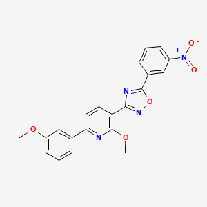 molecular formula C21H16N4O5 B7691774 3-(2-methoxy-6-(3-methoxyphenyl)pyridin-3-yl)-5-(3-nitrophenyl)-1,2,4-oxadiazole 
