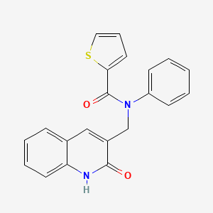 molecular formula C21H16N2O2S B7691796 N-((2-hydroxyquinolin-3-yl)methyl)-N-phenylthiophene-2-carboxamide 