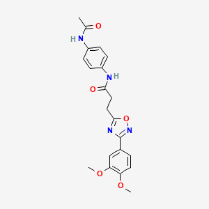 molecular formula C21H22N4O5 B7691799 N-(4-acetamidophenyl)-3-(3-(3,4-dimethoxyphenyl)-1,2,4-oxadiazol-5-yl)propanamide 