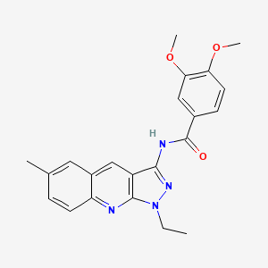 molecular formula C22H22N4O3 B7691814 N-(1-ethyl-6-methyl-1H-pyrazolo[3,4-b]quinolin-3-yl)-3,4-dimethoxybenzamide 