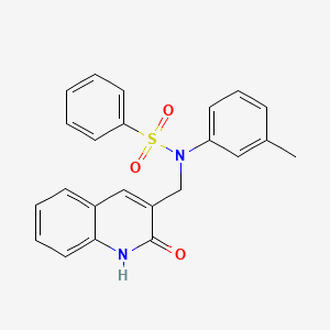 molecular formula C23H20N2O3S B7691829 N-((2-hydroxyquinolin-3-yl)methyl)-N-(m-tolyl)benzenesulfonamide 