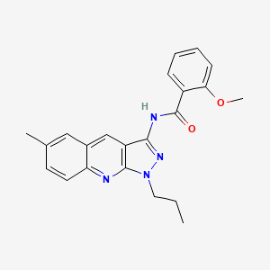 molecular formula C22H22N4O2 B7691831 2-methoxy-N-(6-methyl-1-propyl-1H-pyrazolo[3,4-b]quinolin-3-yl)benzamide 