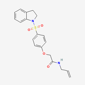 molecular formula C19H20N2O4S B7691968 2-[4-(2,3-dihydro-1H-indole-1-sulfonyl)phenoxy]acetamide 