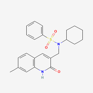 N-cyclohexyl-N-((2-hydroxy-7-methylquinolin-3-yl)methyl)benzenesulfonamide