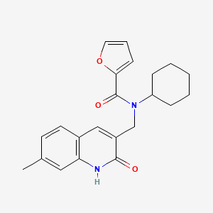 molecular formula C22H24N2O3 B7692012 N-cyclohexyl-N-((2-hydroxy-7-methylquinolin-3-yl)methyl)furan-2-carboxamide 