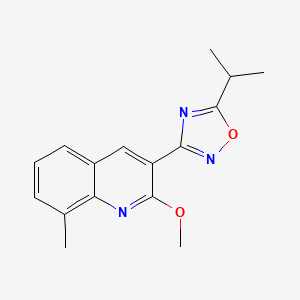 molecular formula C16H17N3O2 B7692016 5-isopropyl-3-(2-methoxy-8-methylquinolin-3-yl)-1,2,4-oxadiazole 