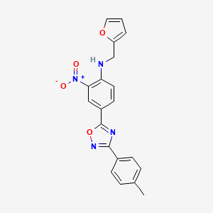molecular formula C20H16N4O4 B7692018 N-(furan-2-ylmethyl)-2-nitro-4-(3-(p-tolyl)-1,2,4-oxadiazol-5-yl)aniline 