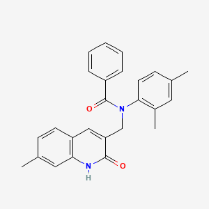 molecular formula C26H24N2O2 B7692022 N-(2,4-dimethylphenyl)-N-((2-hydroxy-7-methylquinolin-3-yl)methyl)benzamide 