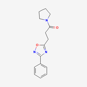 molecular formula C15H17N3O2 B7692052 3-(3-phenyl-1,2,4-oxadiazol-5-yl)-1-(pyrrolidin-1-yl)propan-1-one 