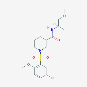 molecular formula C17H25ClN2O5S B7692062 1-((5-chloro-2-methoxyphenyl)sulfonyl)-N-(1-methoxypropan-2-yl)piperidine-3-carboxamide 