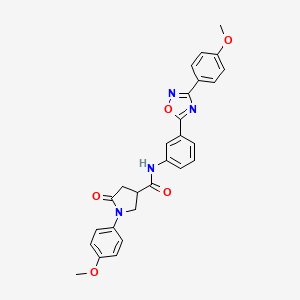 molecular formula C27H24N4O5 B7692063 1-(4-methoxyphenyl)-N-(3-(3-(4-methoxyphenyl)-1,2,4-oxadiazol-5-yl)phenyl)-5-oxopyrrolidine-3-carboxamide 