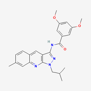 molecular formula C24H26N4O3 B7692087 N-(1-isobutyl-7-methyl-1H-pyrazolo[3,4-b]quinolin-3-yl)-3,5-dimethoxybenzamide 