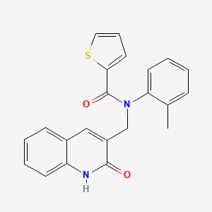 molecular formula C22H18N2O2S B7692104 N-((2-hydroxyquinolin-3-yl)methyl)-N-(o-tolyl)thiophene-2-carboxamide 
